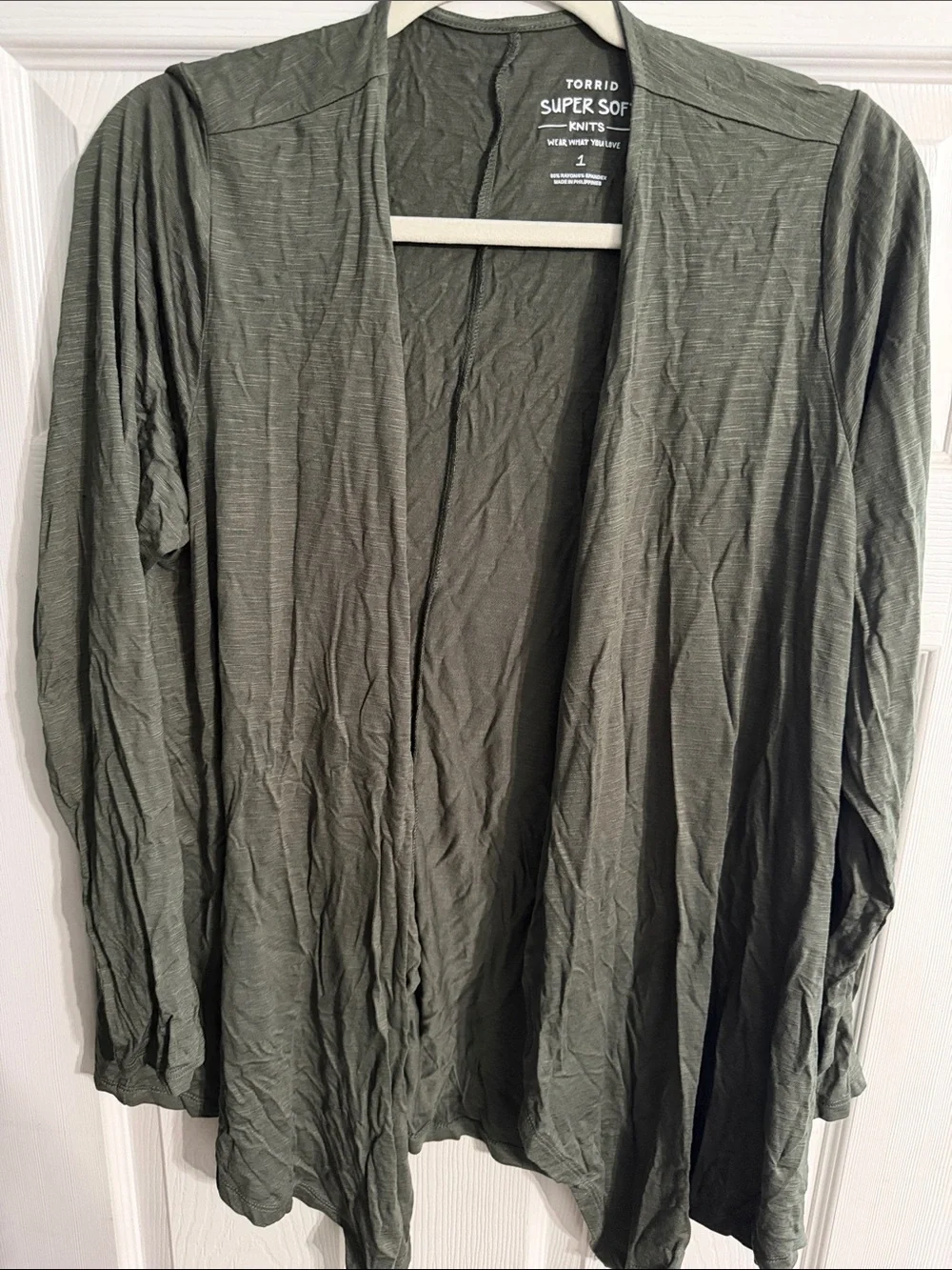 torrid Olive Green Open-Front Draped Cardigan